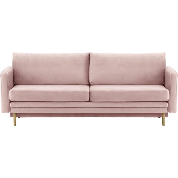Canapé Lioni avec fonction lit avec coffre de rangement, lila/rose - Velluto 14, Couleur des pieds: Noir wax