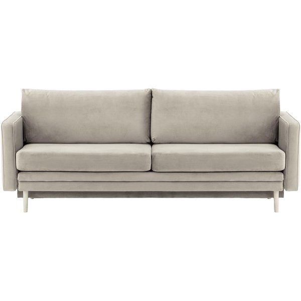 Canapé Lioni avec fonction lit avec coffre de rangement, gris clair - Velluto 15, Couleur des pieds: Blanc