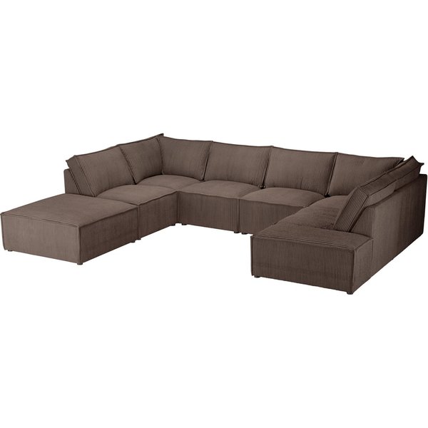 Charles - Grand canapé d’angle modulaire U, Poso 6 - marron