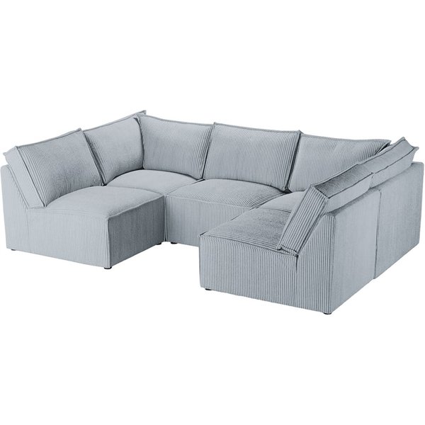 Charles - Canapé d’angle modulaire U, Poso 55 - gris clair