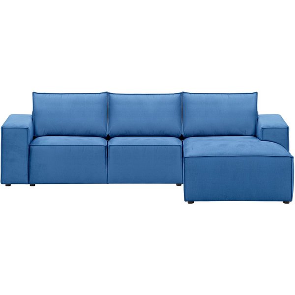 Canapé d’angle droit Charles, bleu marin délavé - Fancy 79