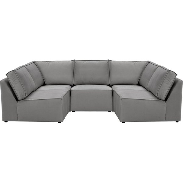 Charles - Canapé d’angle modulaire U, gris éléphant - Velluto 17