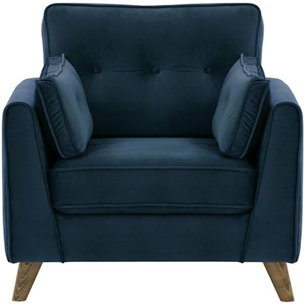 Fauteuil Magnus, bleu - Velluto 11, Couleur des pieds: Noir wax
