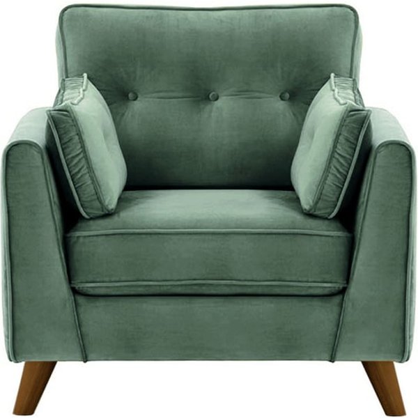 Fauteuil Magnus, bleu - Velluto 12, Couleur des pieds: Chêne foncé