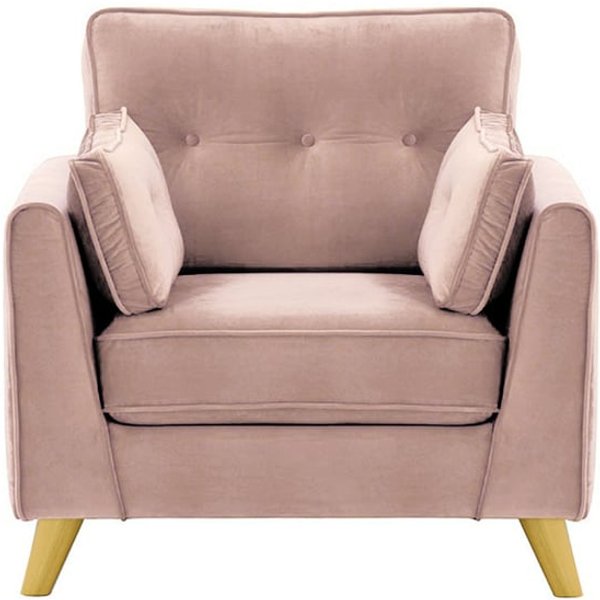 Fauteuil Magnus, lila/rose - Velluto 14, Couleur des pieds: Chêne clair