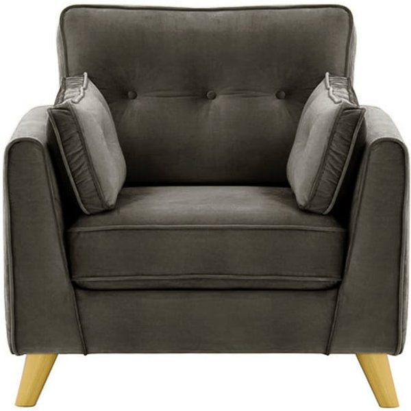 Fauteuil Magnus, graphite - Velluto 19, Couleur des pieds: Chêne clair