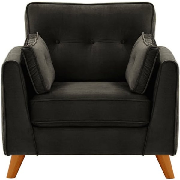 Fauteuil Magnus, noir - Velluto 20, Couleur des pieds: aveo