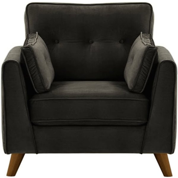 Fauteuil Magnus, noir - Velluto 20, Couleur des pieds: Chêne foncé