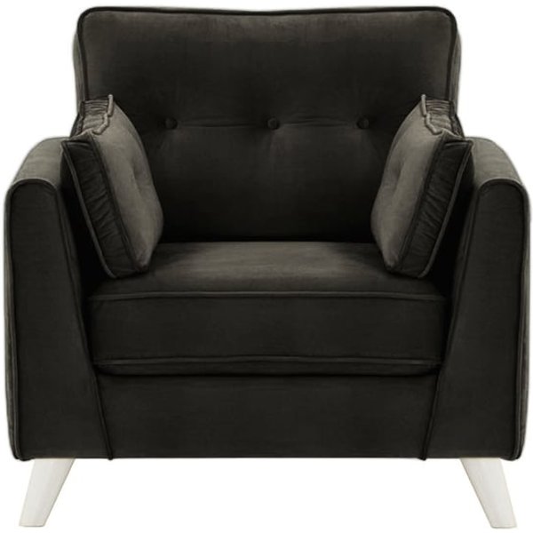Fauteuil Magnus, noir - Velluto 20, Couleur des pieds: Blanc