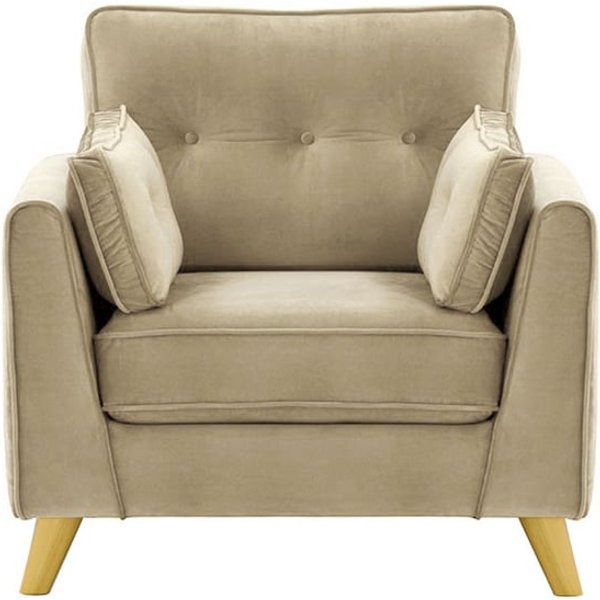Fauteuil Magnus, beige - Velluto 3, Couleur des pieds: Chêne clair