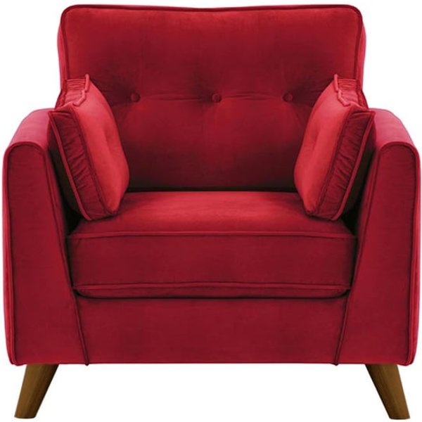 Fauteuil Magnus, rouge - Velluto 7, Couleur des pieds: Chêne foncé
