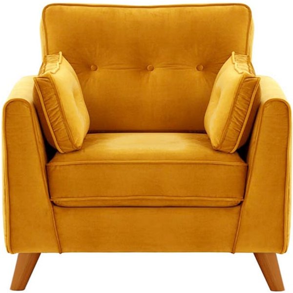 Fauteuil Magnus, moutarde - Velluto 8, Couleur des pieds: aveo