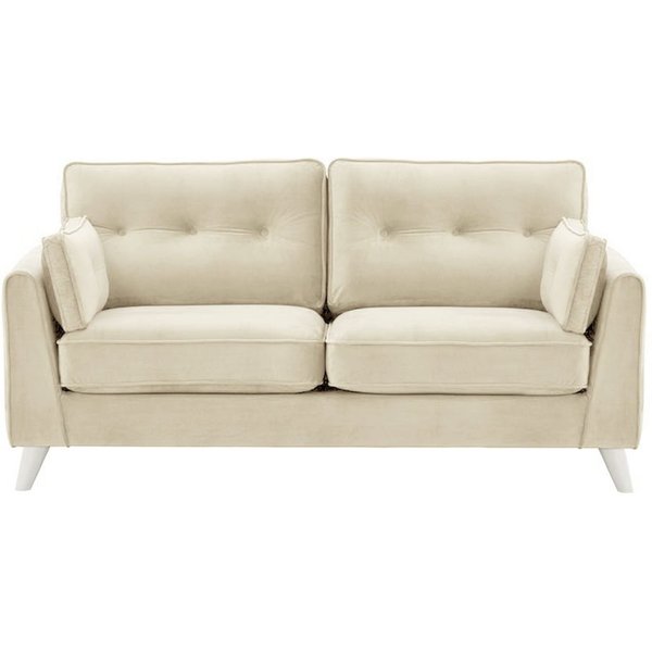 Canapé 2,5 places Magnus, beige clair - Velluto 2, Couleur des pieds: Blanc