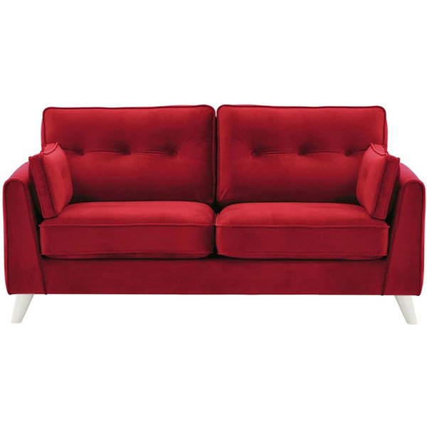 Canapé 2,5 places Magnus, rouge - Velluto 7, Couleur des pieds: Blanc
