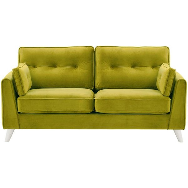Canapé 2,5 places Magnus, olive - Velluto 9, Couleur des pieds: Blanc