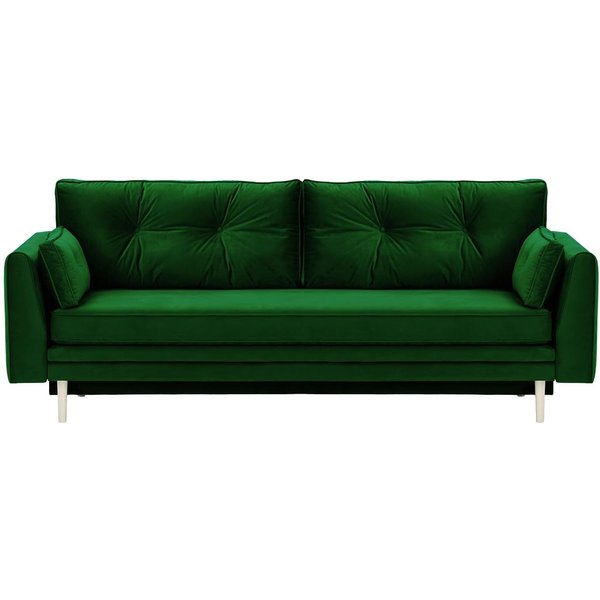 Canapé convertible avec coffre de rangement Magnus, vert foncé - Velluto 10, Couleur des pieds: Blanc