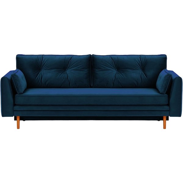 Canapé convertible avec coffre de rangement Magnus, bleu - Velluto 11, Couleur des pieds: aveo