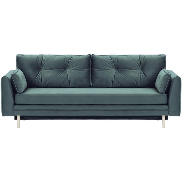 Canapé convertible avec coffre de rangement Magnus, bleu - Velluto 12, Couleur des pieds: Blanc
