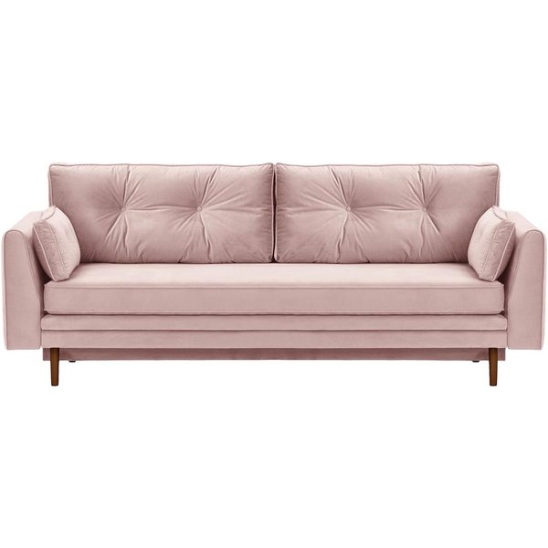 Canapé convertible avec coffre de rangement Magnus, lila/rose - Velluto 14, Couleur des pieds: Chêne foncé