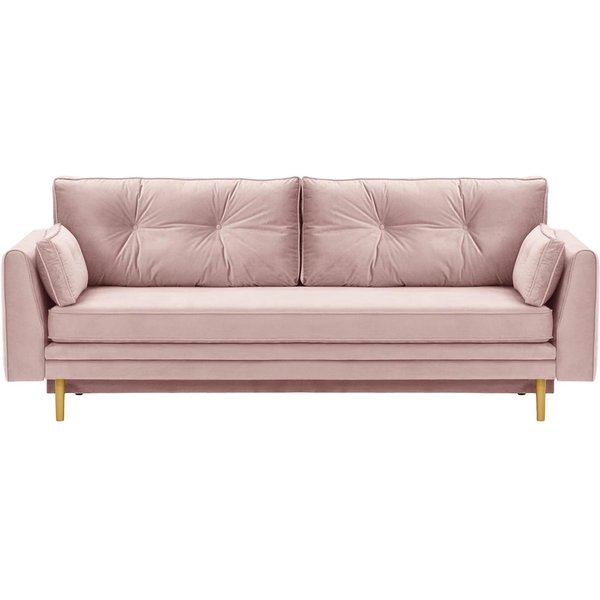Canapé convertible avec coffre de rangement Magnus, lila/rose - Velluto 14, Couleur des pieds: Chêne clair