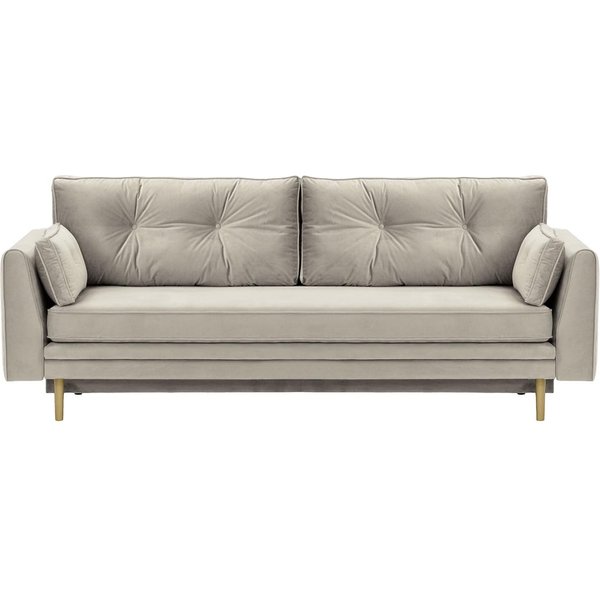 Canapé convertible avec coffre de rangement Magnus, gris clair - Velluto 15, Couleur des pieds: Noir wax