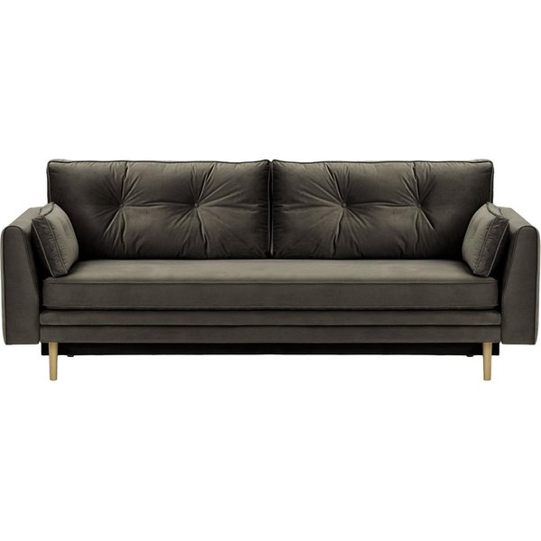 Canapé convertible avec coffre de rangement Magnus, graphite - Velluto 19, Couleur des pieds: Noir wax