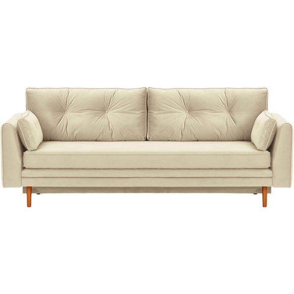 Canapé convertible avec coffre de rangement Magnus, beige clair - Velluto 2, Couleur des pieds: aveo