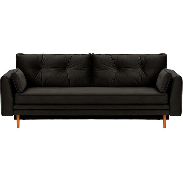 Canapé convertible avec coffre de rangement Magnus, noir - Velluto 20, Couleur des pieds: aveo