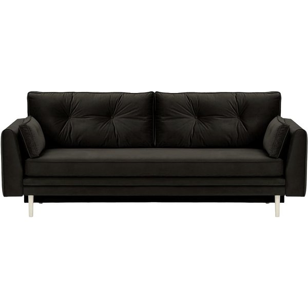 Canapé convertible avec coffre de rangement Magnus, noir - Velluto 20, Couleur des pieds: Blanc