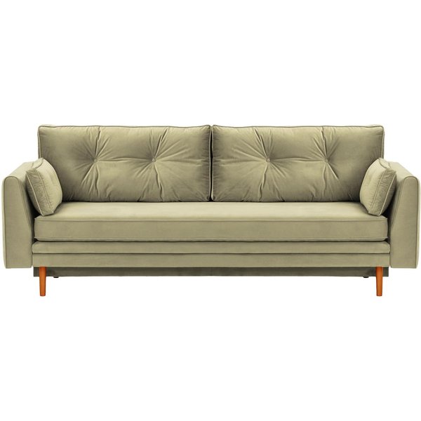 Canapé convertible avec coffre de rangement Magnus, beige - Velluto 3, Couleur des pieds: aveo