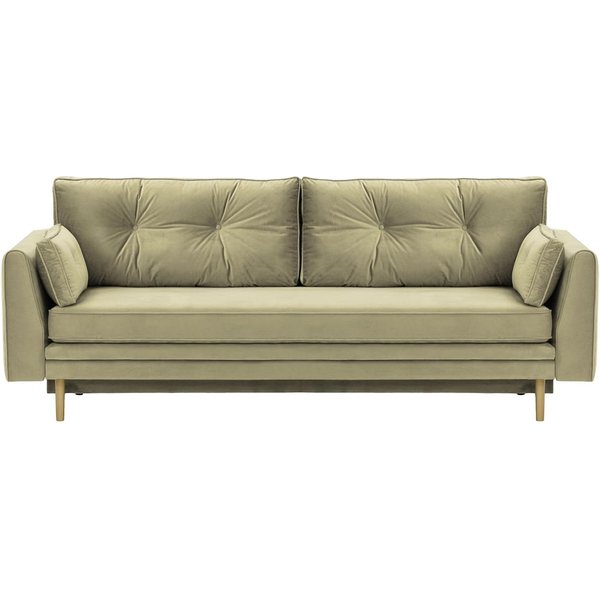 Canapé convertible avec coffre de rangement Magnus, beige - Velluto 3, Couleur des pieds: Noir wax