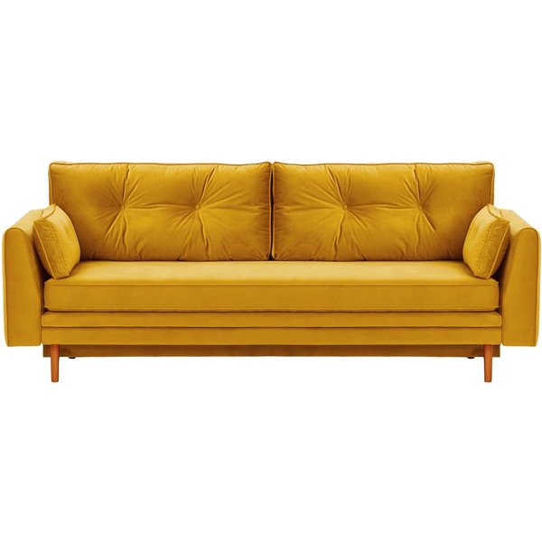 Canapé convertible avec coffre de rangement Magnus, moutarde - Velluto 8, Couleur des pieds: aveo
