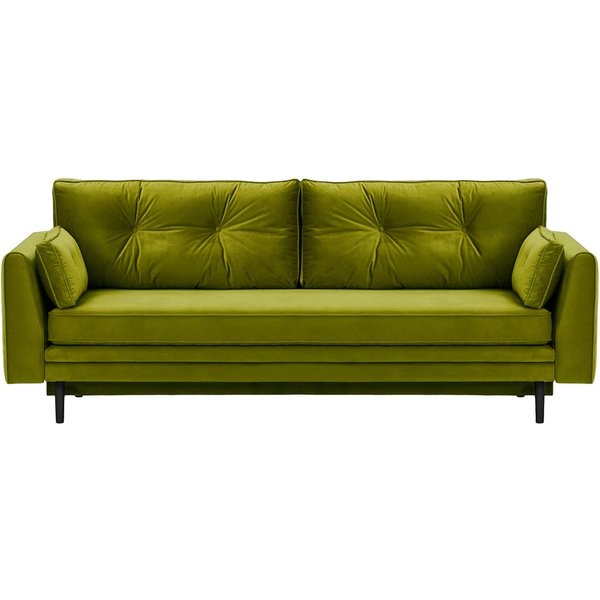 Canapé convertible avec coffre de rangement Magnus, olive - Velluto 9, Couleur des pieds: Noir