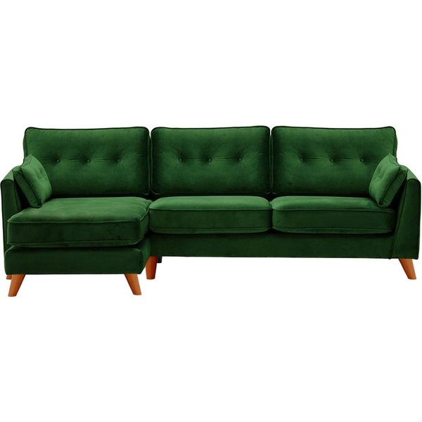 Canapé d’angle gauche Magnus, vert foncé - Velluto 10, Couleur des pieds: aveo