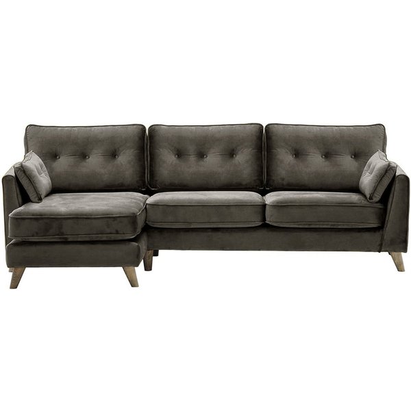 Canapé d’angle gauche Magnus, graphite - Velluto 19, Couleur des pieds: Noir wax