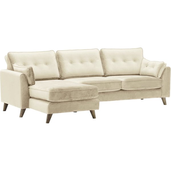 Canapé d’angle gauche Magnus, beige clair - Velluto 2, Couleur des pieds: Noir wax