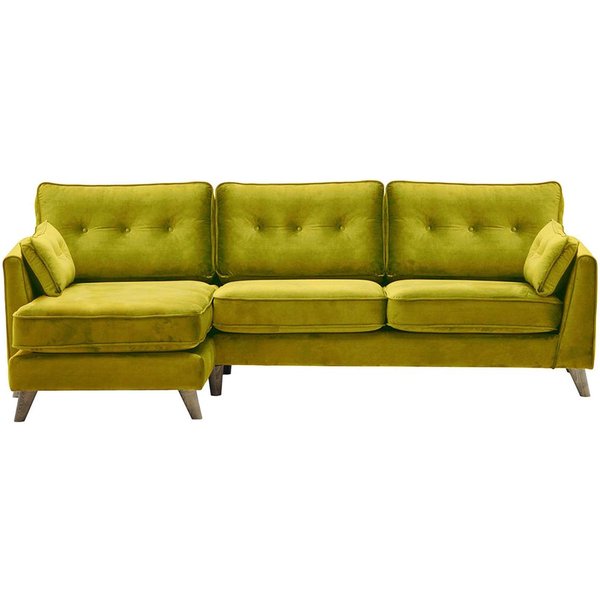 Canapé d’angle gauche Magnus, olive - Velluto 9, Couleur des pieds: Noir wax