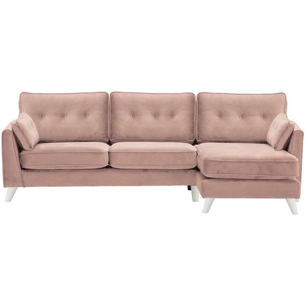 Canapé d’angle droit Magnus, lila/rose - Velluto 14, Couleur des pieds: Blanc