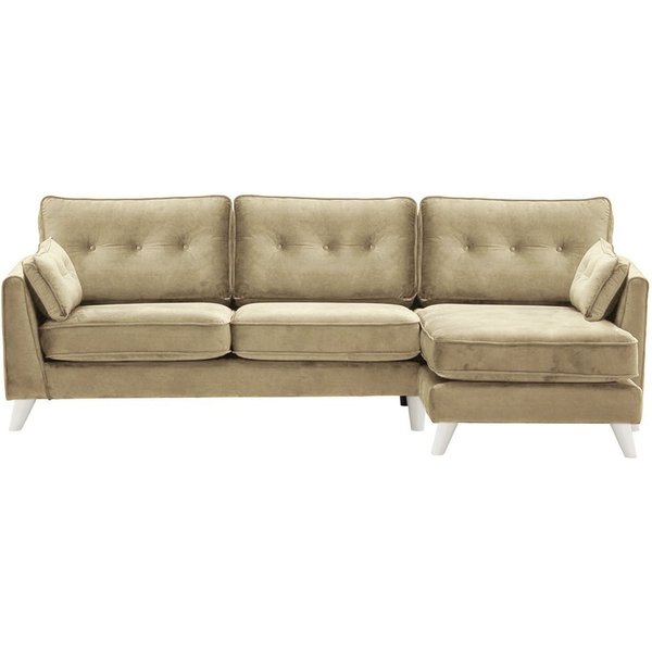 Canapé d’angle droit Magnus, beige - Velluto 3, Couleur des pieds: Blanc