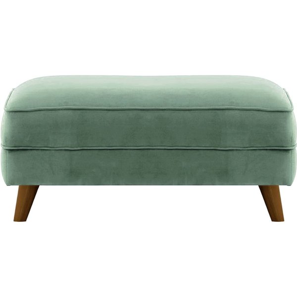 Pouf Magnus, bleu - Velluto 12, Couleur des pieds: Chêne foncé