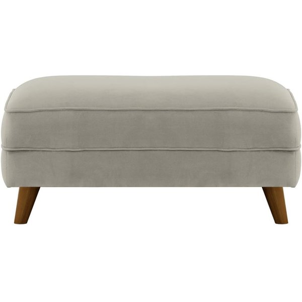 Pouf Magnus, gris clair - Velluto 15, Couleur des pieds: Chêne foncé