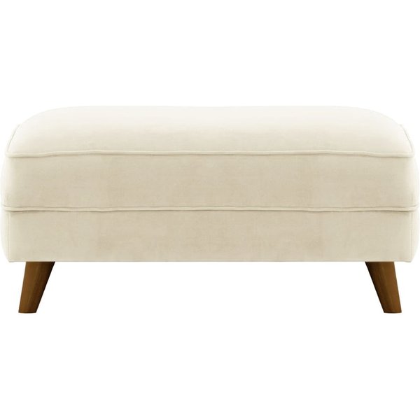 Pouf Magnus, beige clair - Velluto 2, Couleur des pieds: Chêne foncé