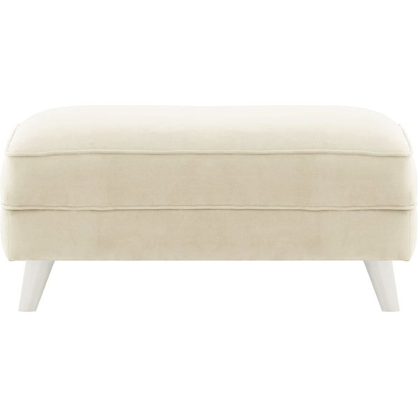 Pouf Magnus, beige clair - Velluto 2, Couleur des pieds: Blanc