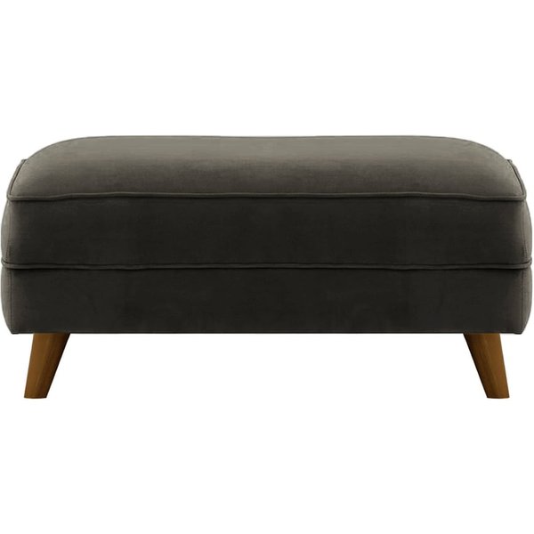 Pouf Magnus, noir - Velluto 20, Couleur des pieds: Chêne foncé
