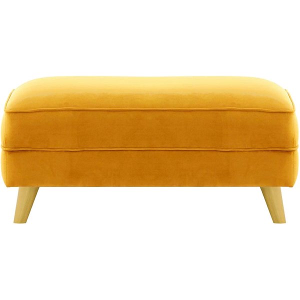 Pouf Magnus, moutarde - Velluto 8, Couleur des pieds: Chêne clair