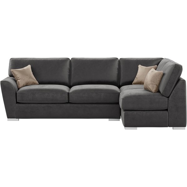 Canapé d'angle droit Majestic New avec dossier fixe, graphite - Velluto 19/ beige - Velluto 3
