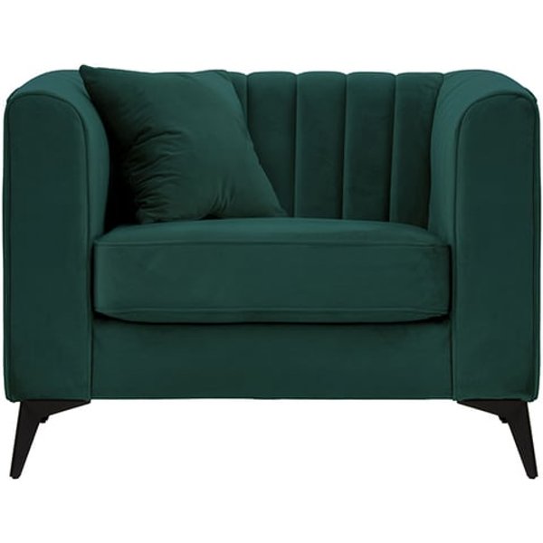 Fauteuil Mary, vert foncé - Velluto 10, Couleur des pieds: noir mat