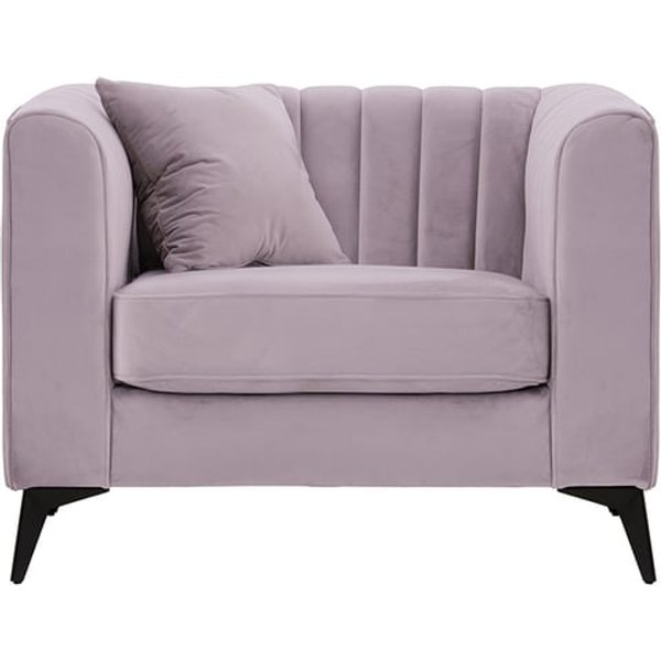 Fauteuil Mary, lila/rose - Velluto 14, Couleur des pieds: noir mat