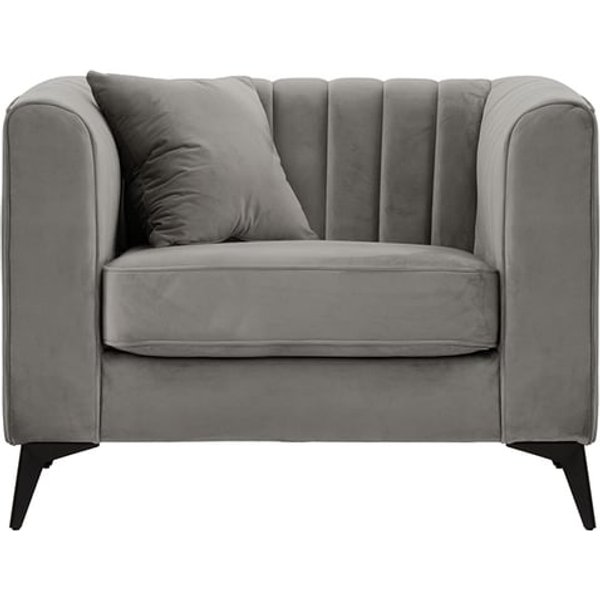 Fauteuil Mary, gris clair - Velluto 15, Couleur des pieds: noir mat