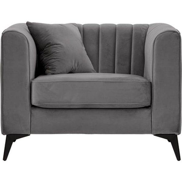 Fauteuil Mary, gris éléphant - Velluto 17, Couleur des pieds: noir mat